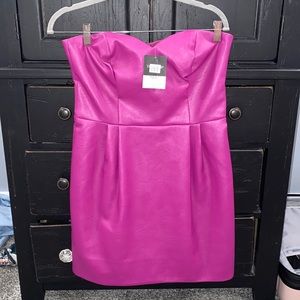 BRAND NEW Magenta Leather Cocktail Dress